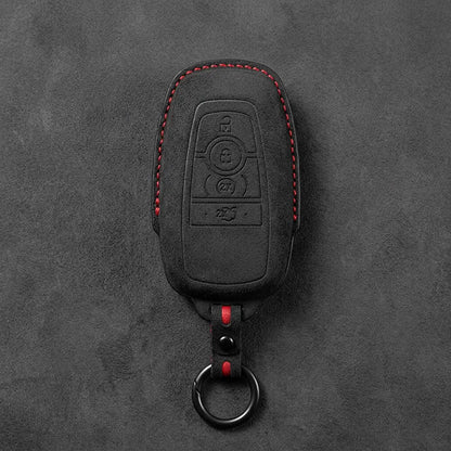 Ford Hand-Stitched Alcantara Key Fob Cover – Center-Ring Ignition Dark Charcoal