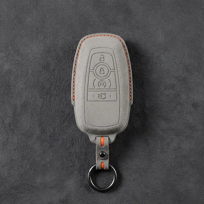 Ford Hand-Stitched Alcantara Key Fob Cover – Center-Ring Ignition Dark Gray