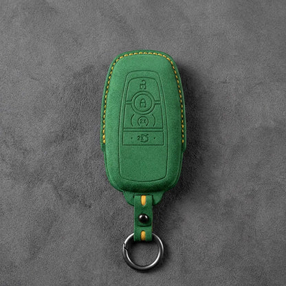 Ford Hand-Stitched Alcantara Key Fob Cover – Center-Ring Ignition Grass Green