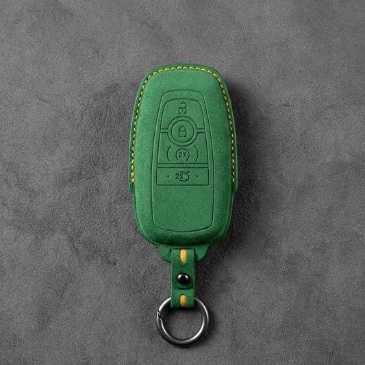 Ford Hand-Stitched Alcantara Key Fob Cover – Center-Ring Ignition Grass Green