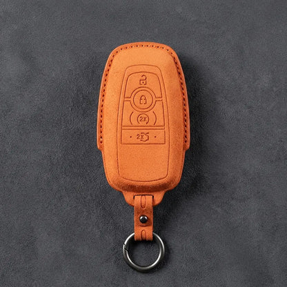 Ford Hand-Stitched Alcantara Key Fob Cover – Center-Ring Ignition Orange