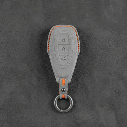 Ford Hand - Stitched Alcantara Key Fob Cover - Oval 3 - Button - Dark gray