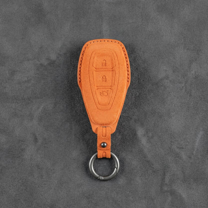 Ford Hand - Stitched Alcantara Key Fob Cover - Oval 3 - Button - Orange