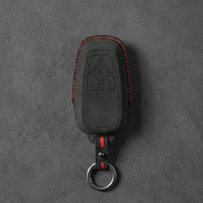 Ford Hand - Stitched Alcantara Key Fob Cover - Rectangular 3 - Button - Dark charcoal