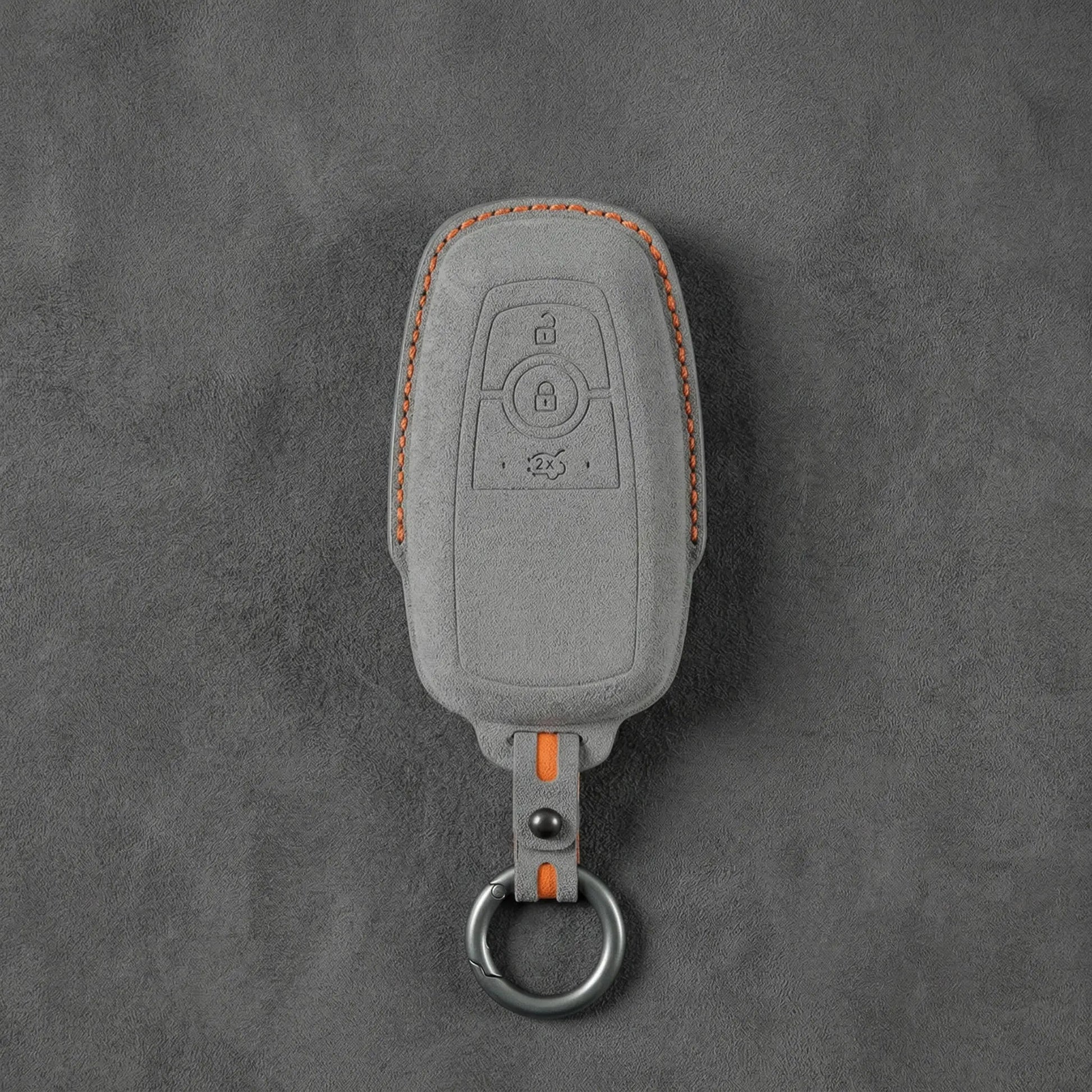 Ford Hand - Stitched Alcantara Key Fob Cover - Rectangular 3 - Button - Dark gray