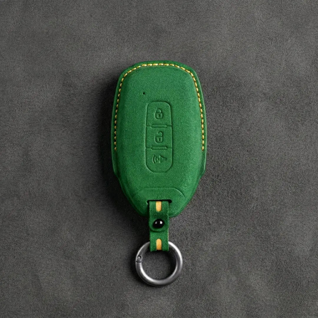 Ford Hand - Stitched Alcantara Key Fob Cover – Tapered 3 - Button - Grass green
