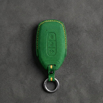 Ford Hand - Stitched Alcantara Key Fob Cover – Tapered 3 - Button - Grass green