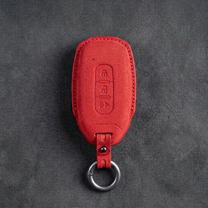 Ford Hand - Stitched Alcantara Key Fob Cover – Tapered 3 - Button - Red
