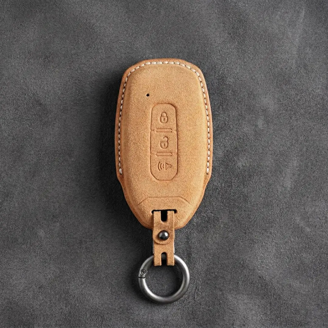 Ford Hand - Stitched Alcantara Key Fob Cover – Tapered 3 - Button - Soft brown