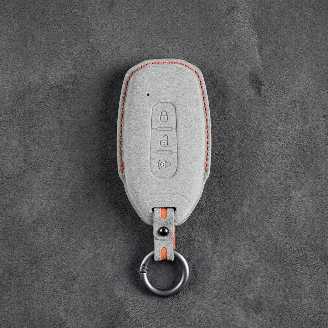 Ford Hand - Stitched Alcantara Key Fob Cover – Tapered 3 - Button - White