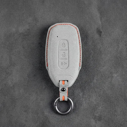 Ford Hand - Stitched Alcantara Key Fob Cover – Tapered 3 - Button - White