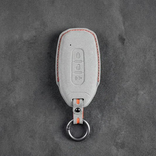 Ford Hand - Stitched Alcantara Key Fob Cover – Tapered 3 - Button - White