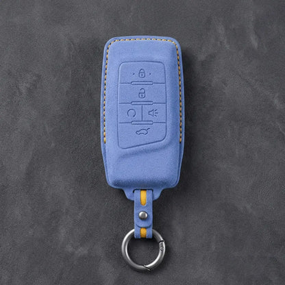 GAC Hand-Stitched Alcantara Key Fob Cover – 5-Button Smart Key - Cornflower Blue