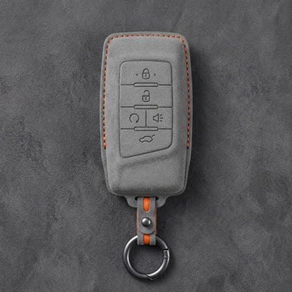 GAC Hand-Stitched Alcantara Key Fob Cover – 5-Button Smart Key - Dark Gray