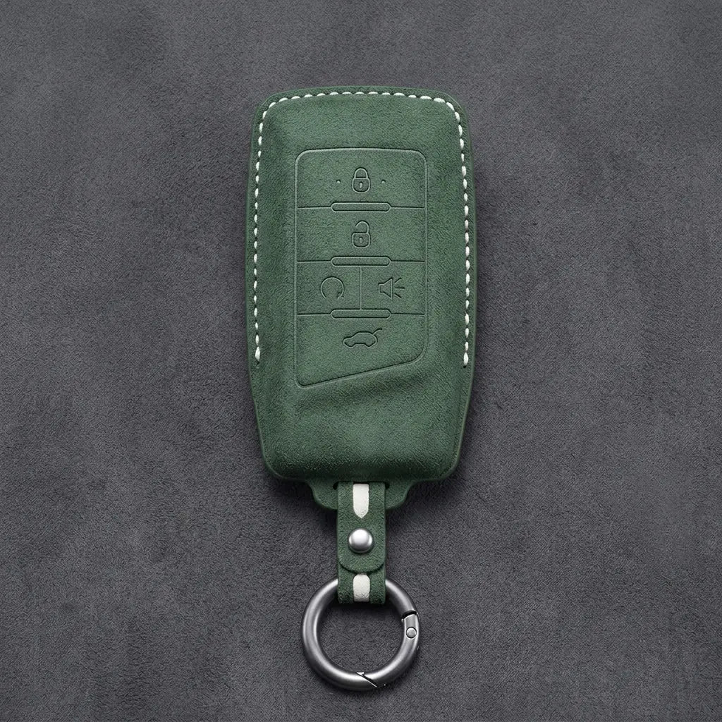 GAC Hand-Stitched Alcantara Key Fob Cover – 5-Button Smart Key - Dark Green
