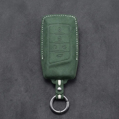 GAC Hand-Stitched Alcantara Key Fob Cover – 5-Button Smart Key - Dark Green