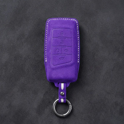 GAC Hand-Stitched Alcantara Key Fob Cover – 5-Button Smart Key - Dark Purple