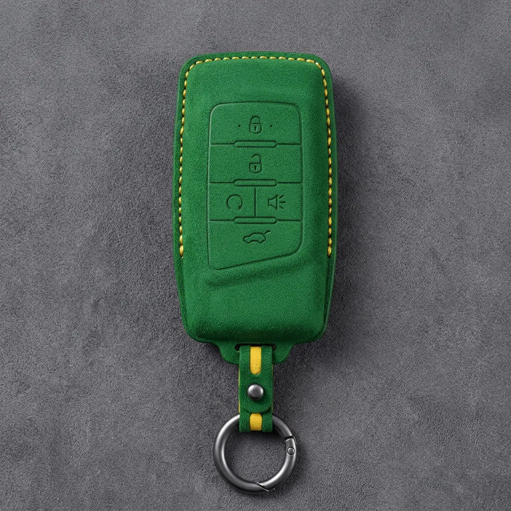 GAC Hand-Stitched Alcantara Key Fob Cover – 5-Button Smart Key - Grass Green