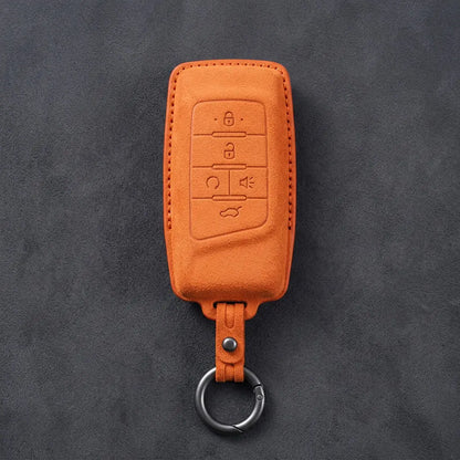GAC Hand-Stitched Alcantara Key Fob Cover – 5-Button Smart Key - Orange