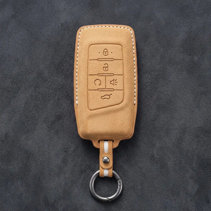 GAC Hand-Stitched Alcantara Key Fob Cover – 5-Button Smart Key - Soft Brown