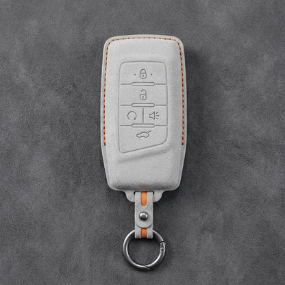 GAC Hand-Stitched Alcantara Key Fob Cover – 5-Button Smart Key - White