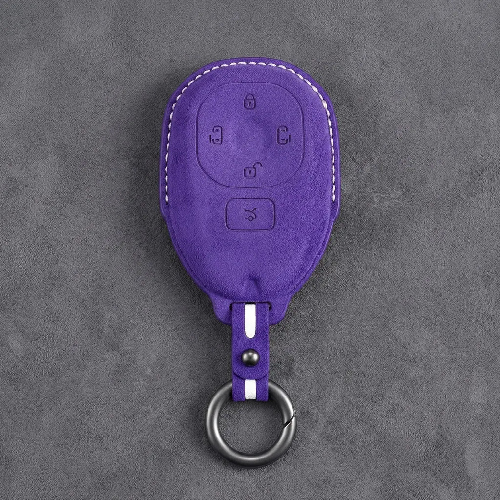 GAC Hand-Stitched Alcantara Key Fob Cover – Dual Sliding Doors - Dark Purple