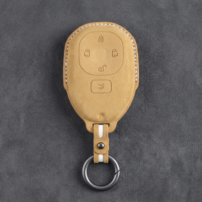 GAC Hand-Stitched Alcantara Key Fob Cover – Dual Sliding Doors - Soft Brown