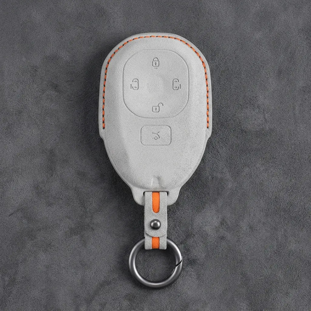 GAC Hand-Stitched Alcantara Key Fob Cover – Dual Sliding Doors - White