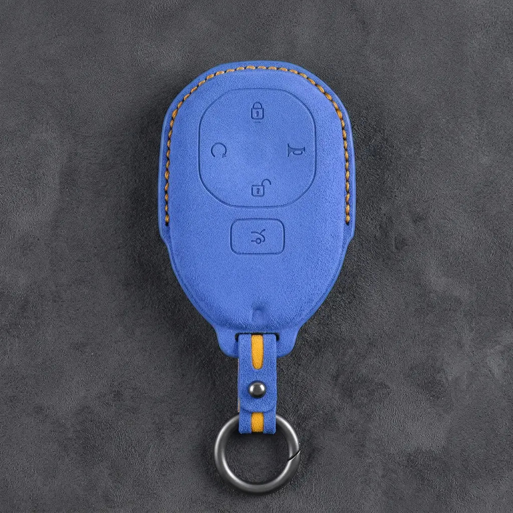 GAC Hand-Stitched Alcantara Key Fob Cover – Teardrop 5-Button Smart Key - Cornflower Blue