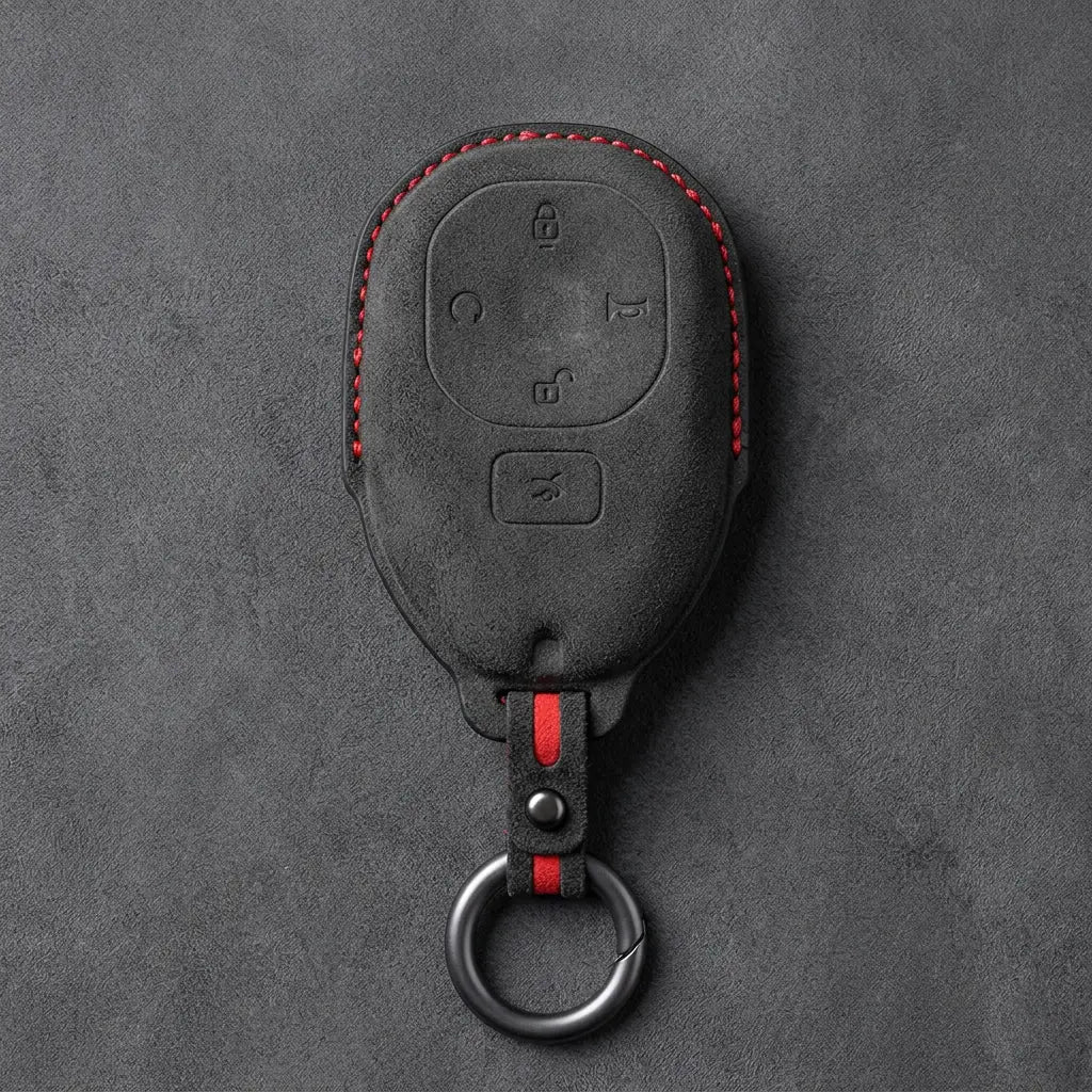 GAC Hand-Stitched Alcantara Key Fob Cover – Teardrop 5-Button Smart Key - Dark Charcoal