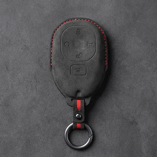 GAC Hand-Stitched Alcantara Key Fob Cover – Teardrop 5-Button Smart Key - Dark Charcoal