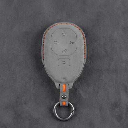 GAC Hand-Stitched Alcantara Key Fob Cover – Teardrop 5-Button Smart Key - Dark Gray