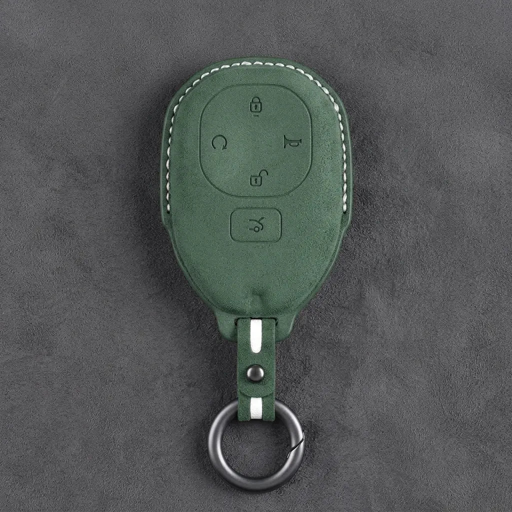 GAC Hand-Stitched Alcantara Key Fob Cover – Teardrop 5-Button Smart Key - Dark Green