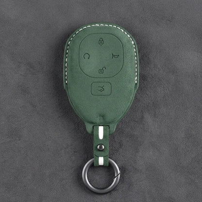 GAC Hand-Stitched Alcantara Key Fob Cover – Teardrop 5-Button Smart Key - Dark Green