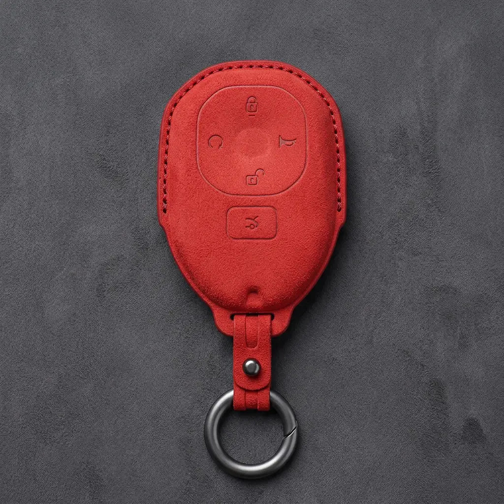 GAC Hand-Stitched Alcantara Key Fob Cover – Teardrop 5-Button Smart Key - Red