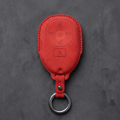 GAC Hand-Stitched Alcantara Key Fob Cover – Teardrop 5-Button Smart Key - Red