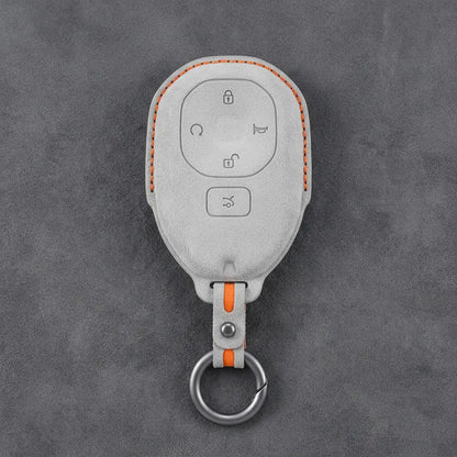 GAC Hand-Stitched Alcantara Key Fob Cover – Teardrop 5-Button Smart Key - White