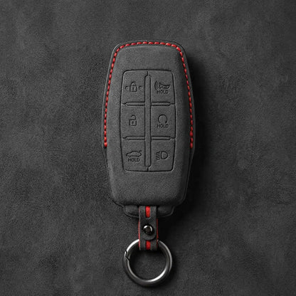 Genesis Hand-Stitched Alcantara Key Fob Cover – 6-Button Smart Key - Dark Charcoal