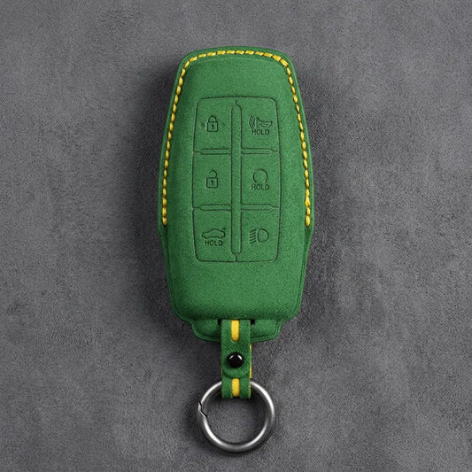 Genesis Hand-Stitched Alcantara Key Fob Cover – 6-Button Smart Key - Grass Green