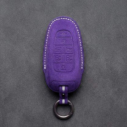 Genesis Hand-Stitched Alcantara Key Fob Cover – 7-Button Smart Park - Dark Purple
