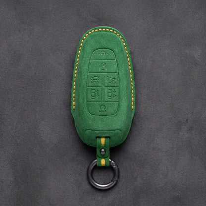 Genesis Hand-Stitched Alcantara Key Fob Cover – 7-Button Smart Park - Grass Green
