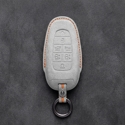 Genesis Hand-Stitched Alcantara Key Fob Cover – 7-Button Smart Park - White