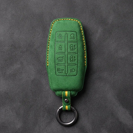 Genesis Hand-Stitched Alcantara Key Fob Cover – 8-Button Smart Park - Grass Green