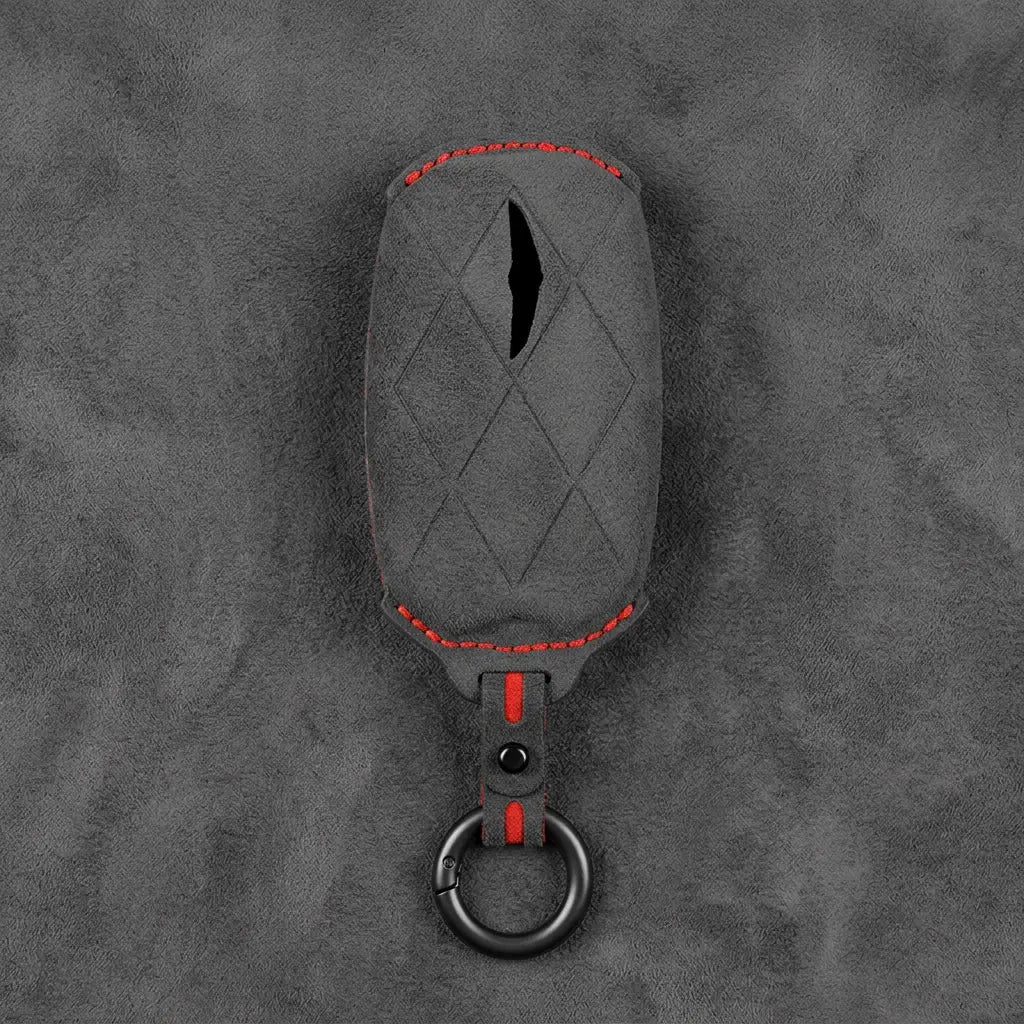 Genesis Hand-Stitched Alcantara Key Fob Cover – Diamond Quilted - Dark Charcoal