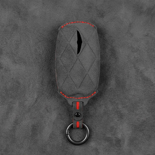 Genesis Hand-Stitched Alcantara Key Fob Cover – Diamond Quilted - Dark Charcoal