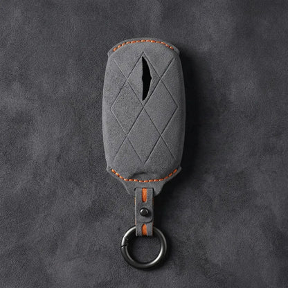 Genesis Hand-Stitched Alcantara Key Fob Cover – Diamond Quilted - Dark Gray