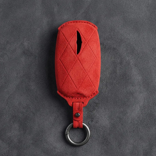Genesis Hand-Stitched Alcantara Key Fob Cover – Diamond Quilted - Red