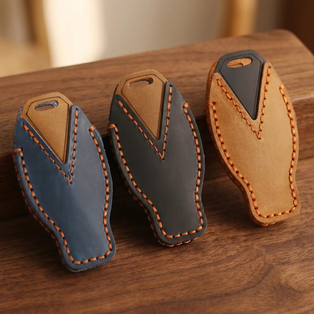 Hand - Crafted Leather Key Fob Cover Back Side