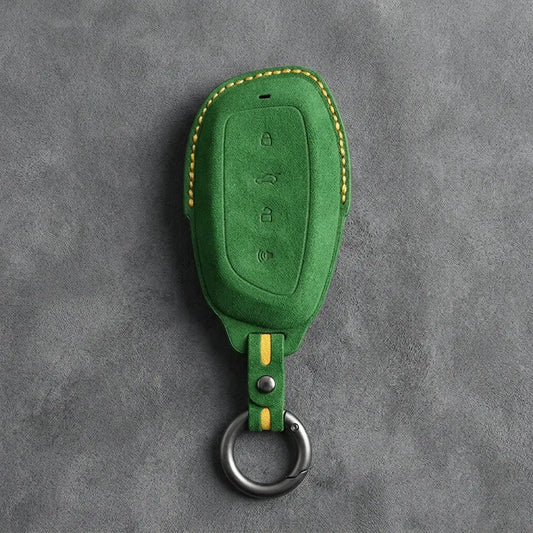 Haval Hand-Stitched Alcantara Key Fob Cover – Asymmetric Smart Key in grass green