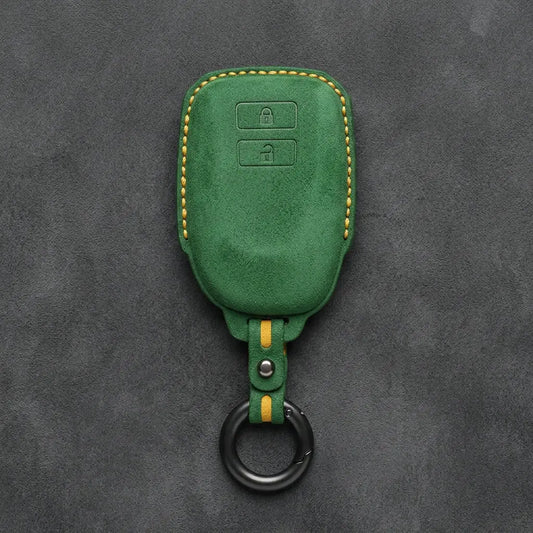 Toyota Hand-Stitched Alcantara Key Fob Cover - Classic 2 Button Block Remote - Grass Green